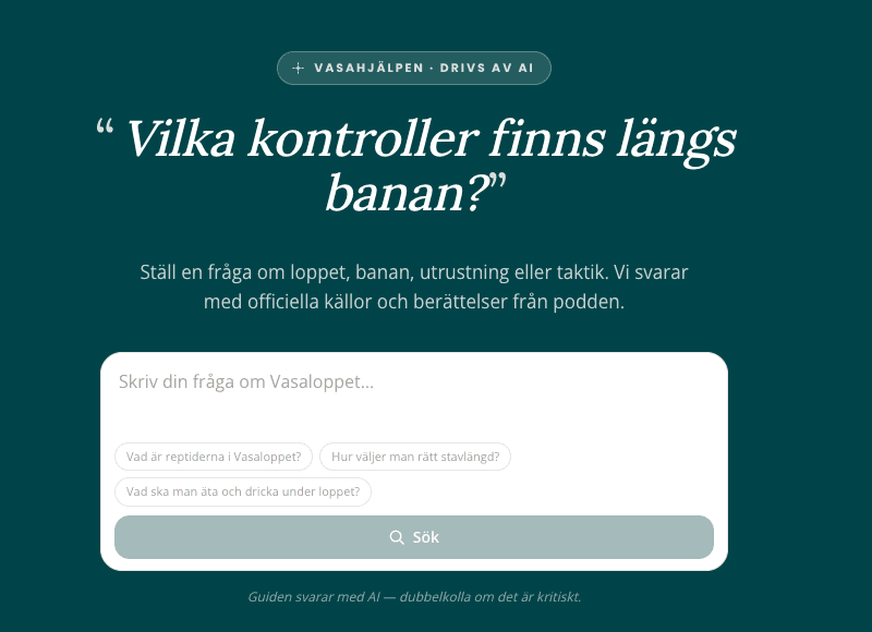 Vasahjälpen, AI-assistent för Vasaloppet